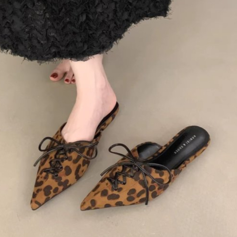 Women Shoes Size 7 - Sandal Wanita Motif Leopard, Hak Tinggi,