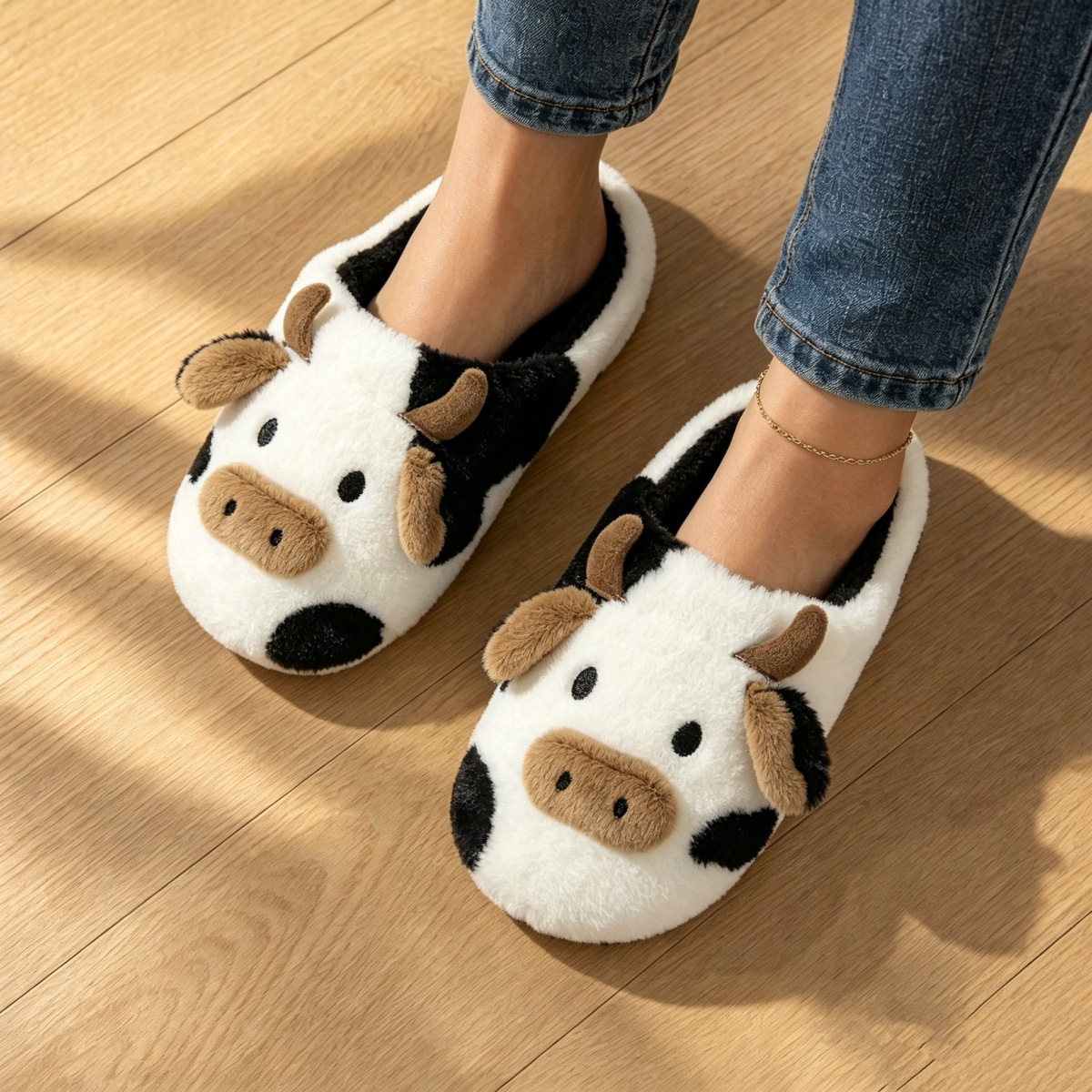 Sandal Rumah Bulu Sapi Nyaman  - Women'S Shoes To Men'S Size ulasan dan harga
