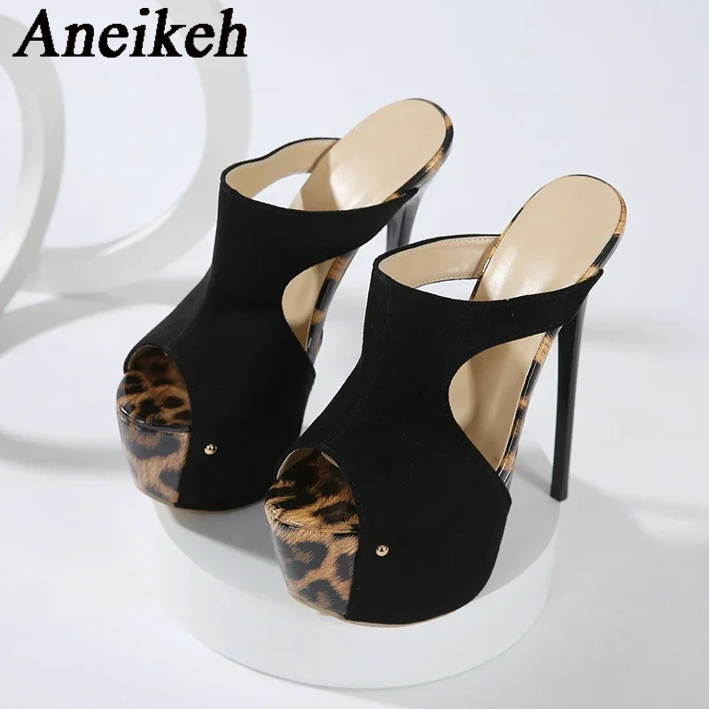 Aeikeh sandal selop hak tinggi - Leopard Print Heels ulasan dan harga